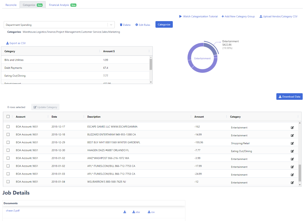 DocuClipper Transaction Categorization